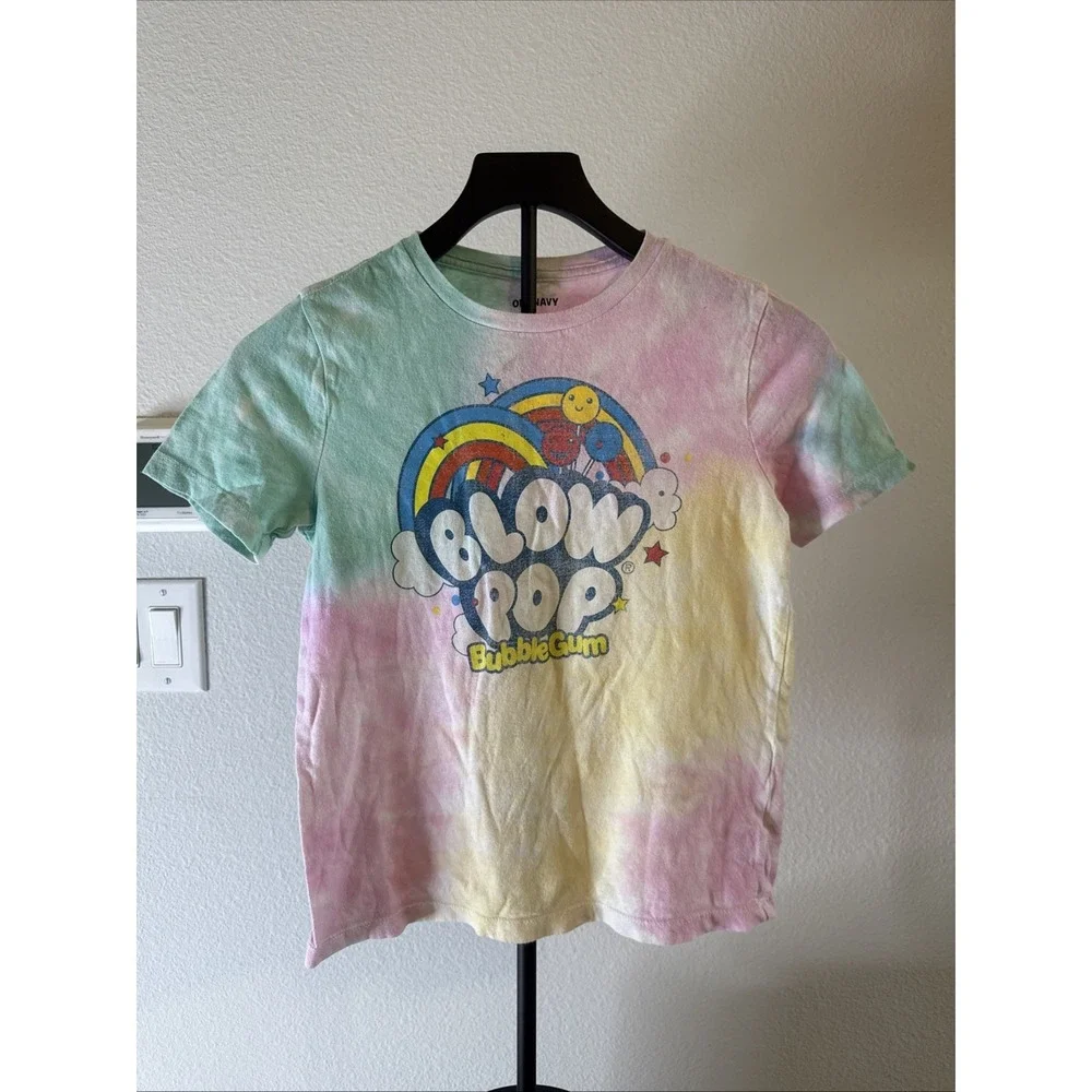 Old Navy Girls Short Sleeve Blow Pop Bubblegum Tee Tie Dyed Size M (8)
